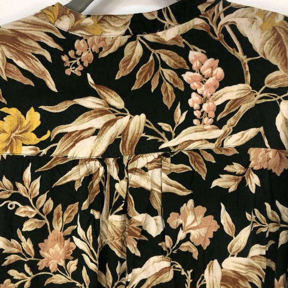 H &M Large Floral Tunic Collarless Buttons Halfway Up Relaxed Loose Fit - Picture 4 of 9